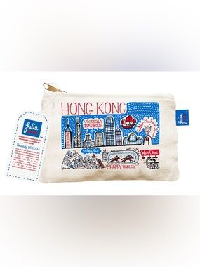 Julia Gash Hong Kong Skyline Canvas Zip Accessory Pouch